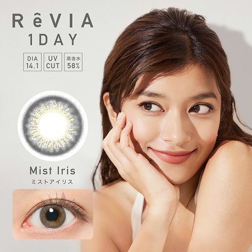 ReVIA 1day COLOR ミストアイリス DIA14.1 BC8.6 着色直径12.6 度あり 度なし 10枚入り