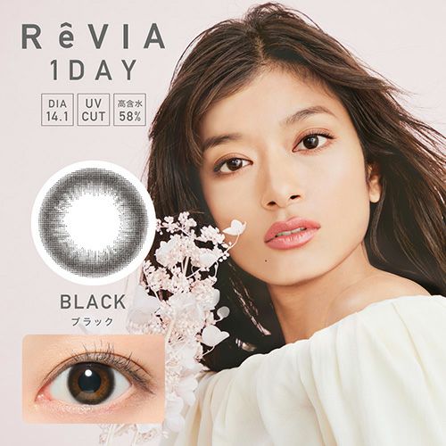 ReVIA 1day CIRCLE ブラック DIA14.1 BC8.6 着色直径13.5 度あり 度なし 10枚入り