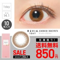 ReVIA 1day CIRCLE アンバーブラウン DIA14.1 BC8.6 着色直径13.0 度あり 度なし 10枚入り